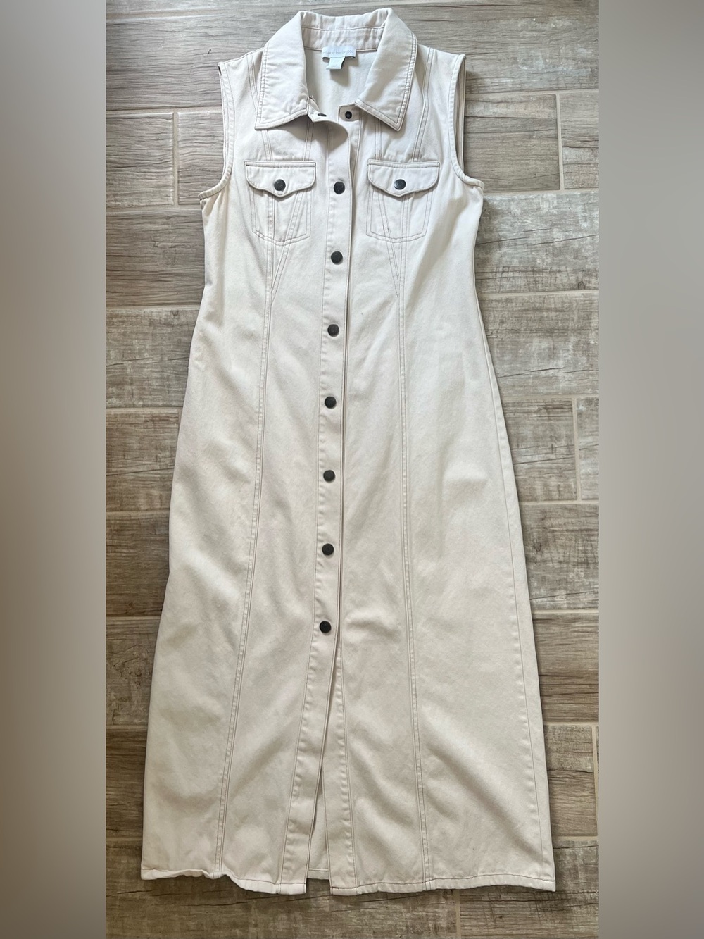 House of Harlow 1960 Cream Button-Front Sleeveless Dress